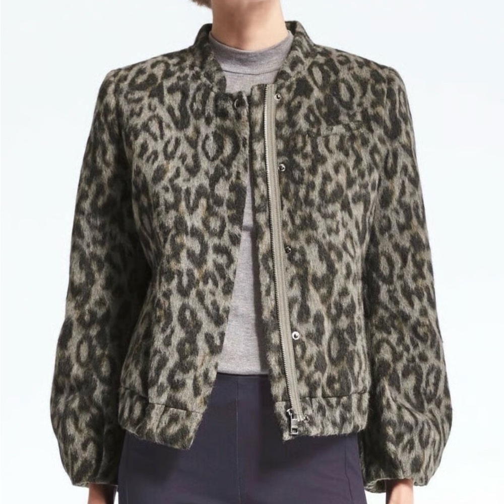 Banana Republic Leopard Print Bomber Jacket - Picture 1 of 4